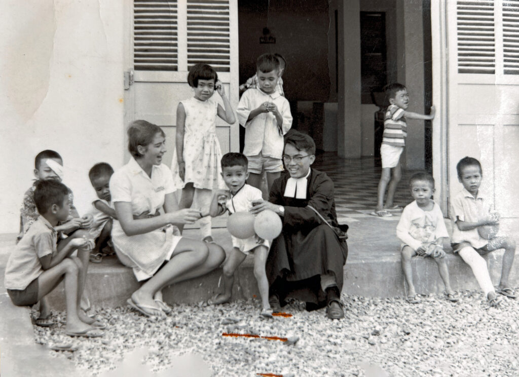 anne-watts-vietnam-hospital-steps Anne Watts Nurse and Author on the steps of the children's hospital at Kon Tum, Vietnam