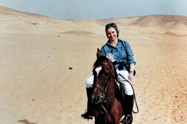 Anne Watts on horse in Egypt