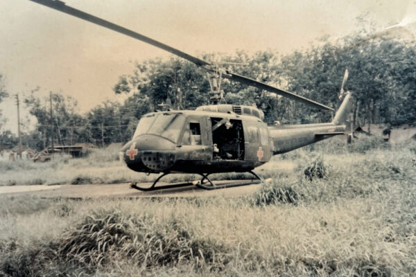 US helicopter in jungle during Vietnam war